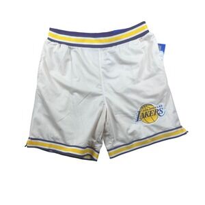 Ultra Game NBA Los Angeles Lakers Mesh Basketball Shorts Cream Mens L VSMJ178S